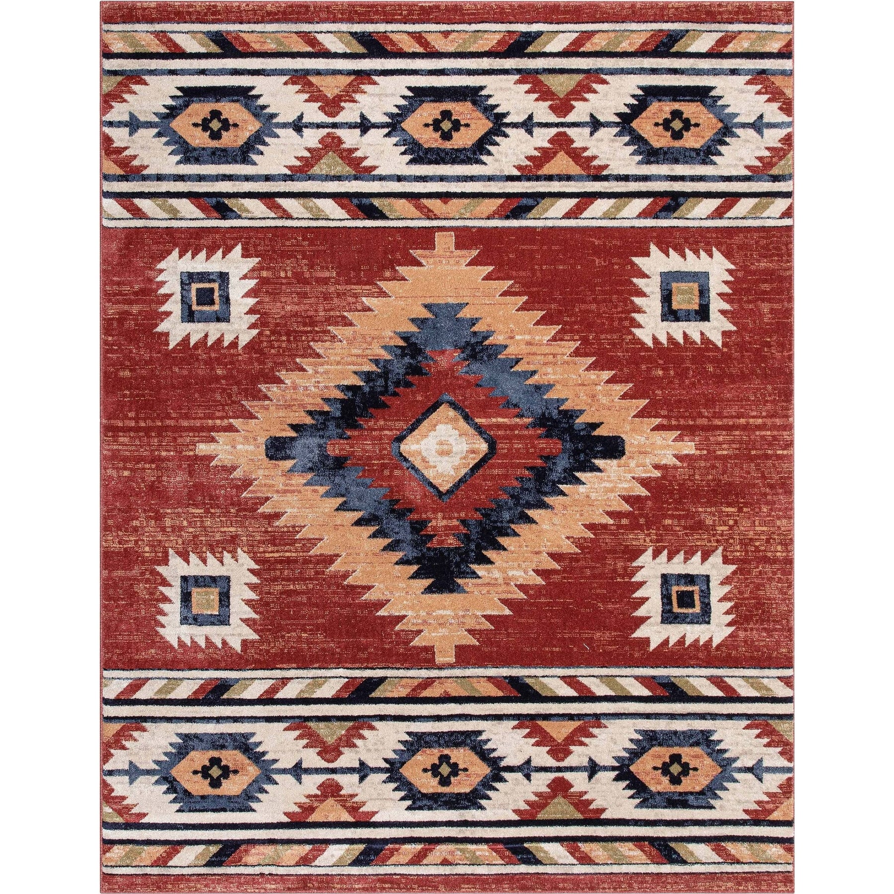 Well Woven Tulsa Lea Bohemian Southwestern Crimson 6'7" x 9'3" Area Rug