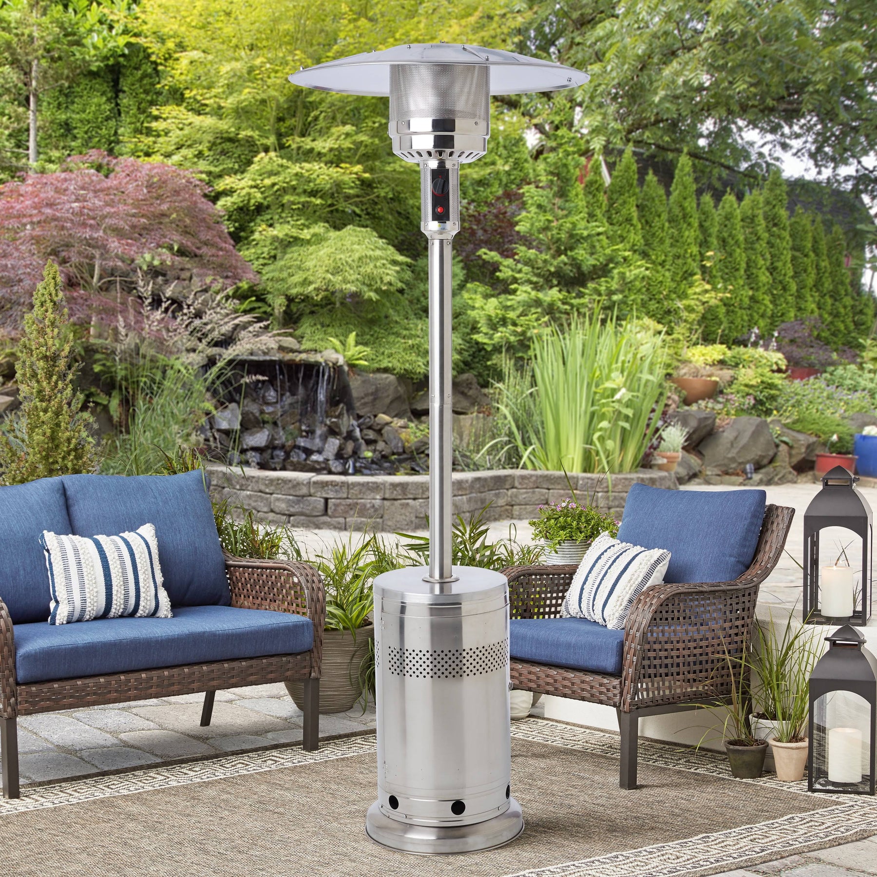 Mainstays 48,000 BTU Propane GAS Outdoor Patio Heater, Stainless Steel