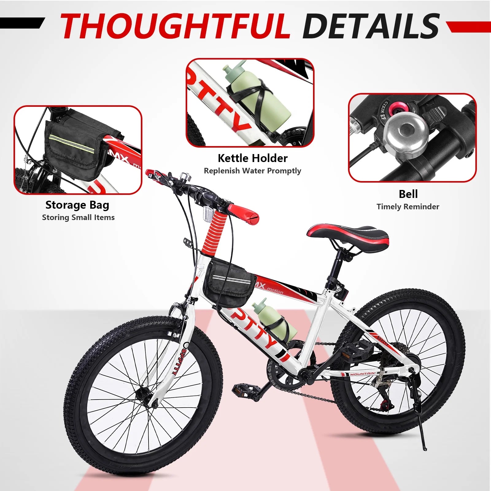 SPPTTY 20 - 24 in Bike, 6 - Speed Mountain Bike for Men Women Boys Girls, Comfort Saddle, Blue