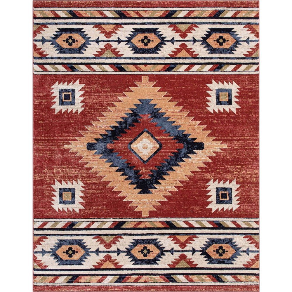 Well Woven Tulsa Lea Bohemian Southwestern Crimson 6'7" x 9'3" Area Rug