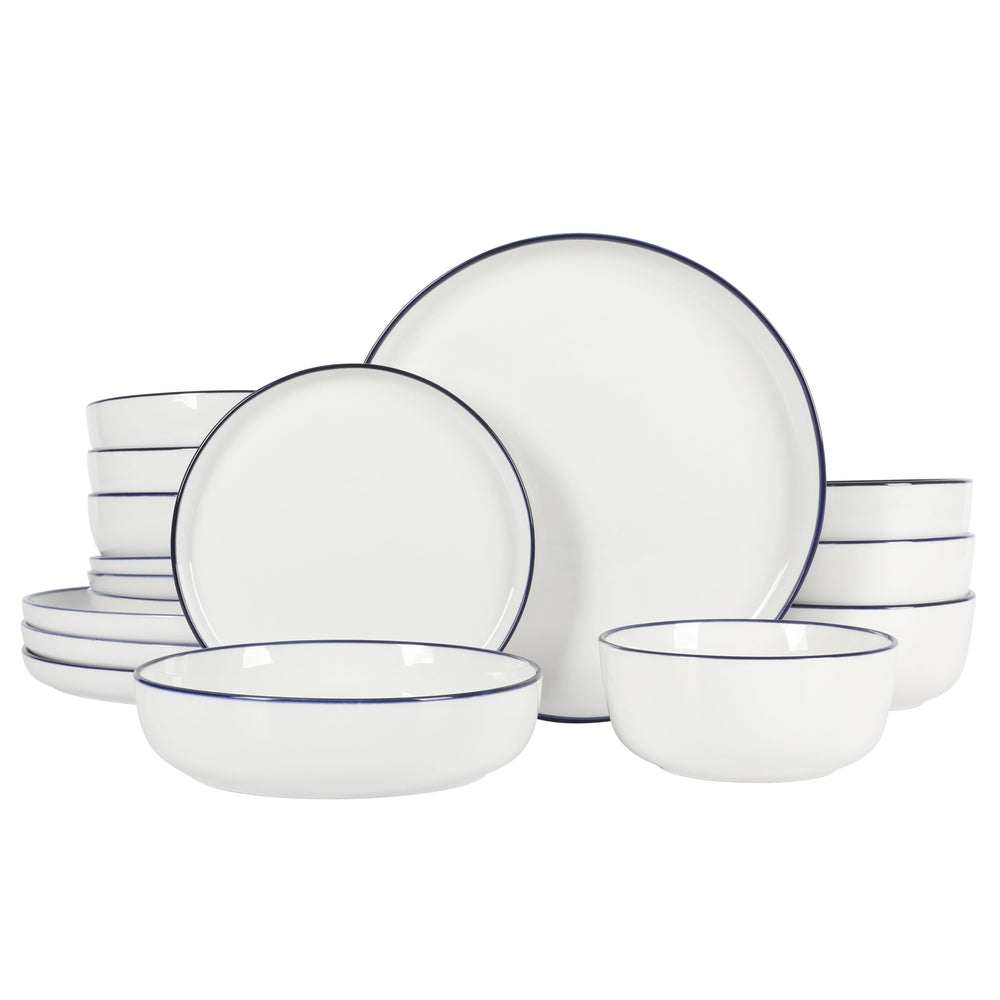 Gibson Home Oslo 16 Piece Dinnerware Set Color: White/Blue Rim