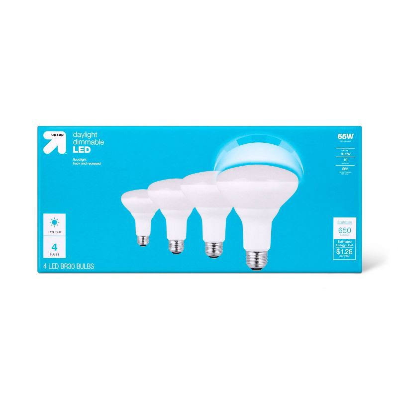 Up&Up LED 65W BR30 Daylight Light Bulbs - 4 Pack