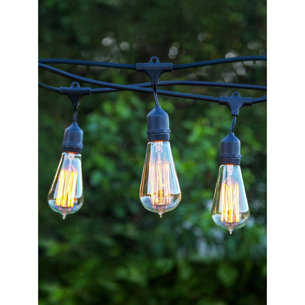Brightech Ambience Pro - Waterproof Incandescent Outdoor String Lights - Hanging Vintage Edison Filament Bulbs - 48 ft