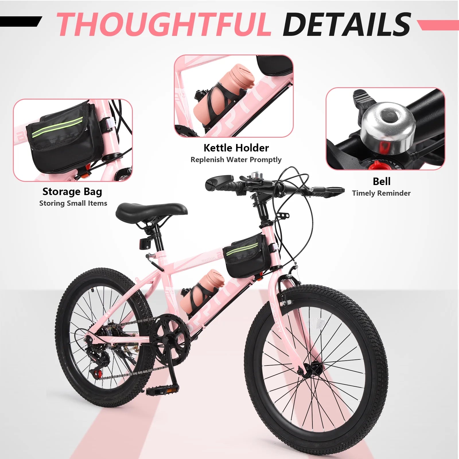 SPPTTY 20 - 24 in Bike, 6 - Speed Mountain Bike for Men Women Boys Girls, Comfort Saddle, Blue
