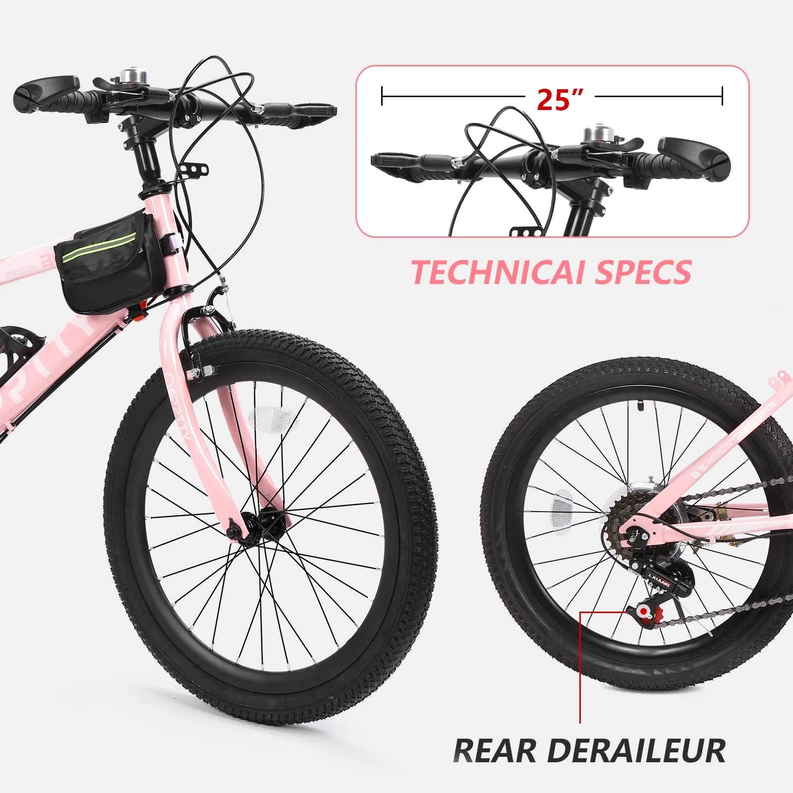 SPPTTY 20 - 24 in Bike, 6 - Speed Mountain Bike for Men Women Boys Girls, Comfort Saddle, Blue