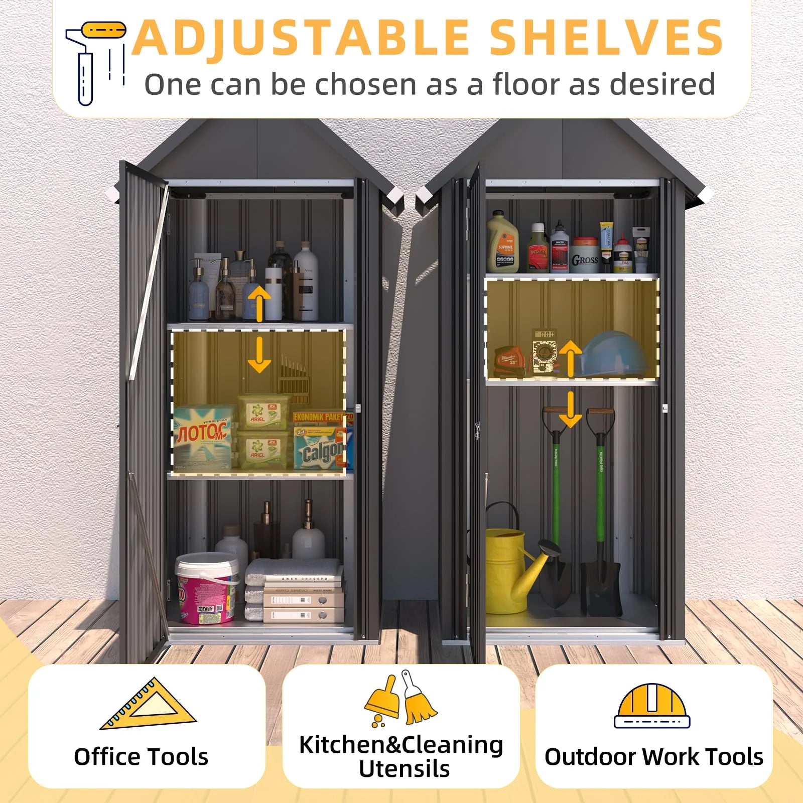 AECOJOY Vertical Outdoor Storage Cabinet with 2 Removeable Shelves